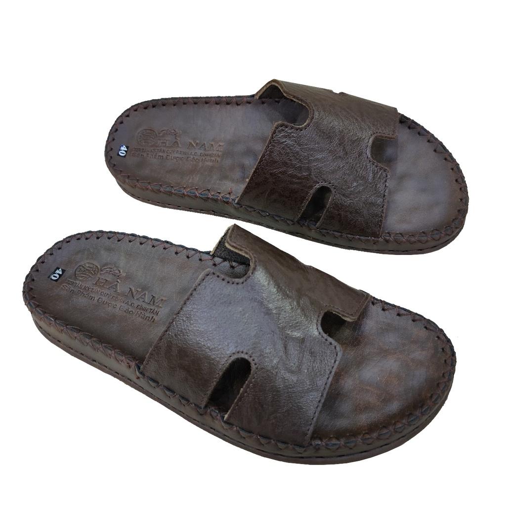 Dép Nam Quai Ngang HÀ NAM Da Bò Thật Cao Cấp DNA2211B