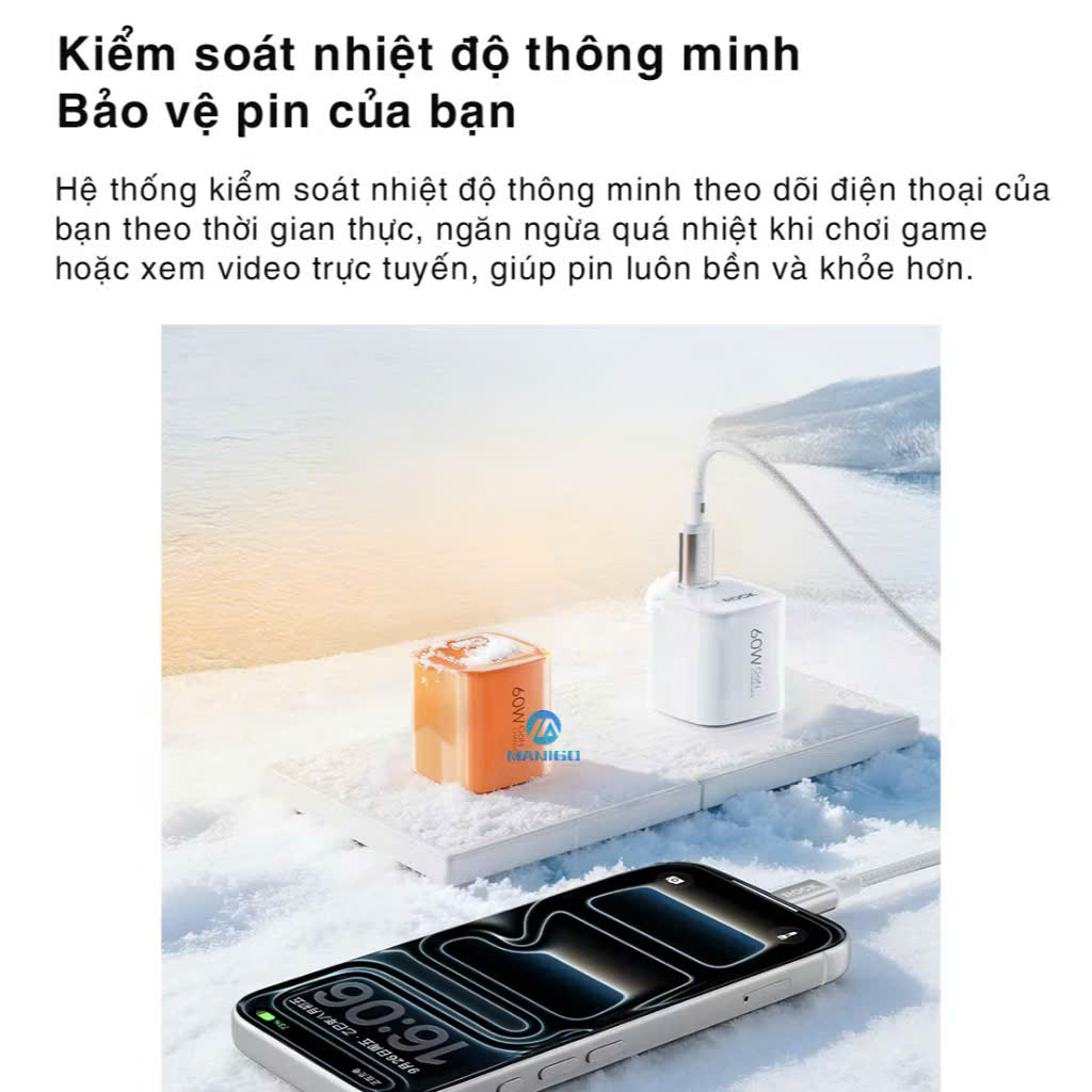 Bộ củ cáp sạc nhanh typeC PD 60W RockSpace T89 cáp typeC to TypeC - Hàng chính hãng bảo hành 12 tháng