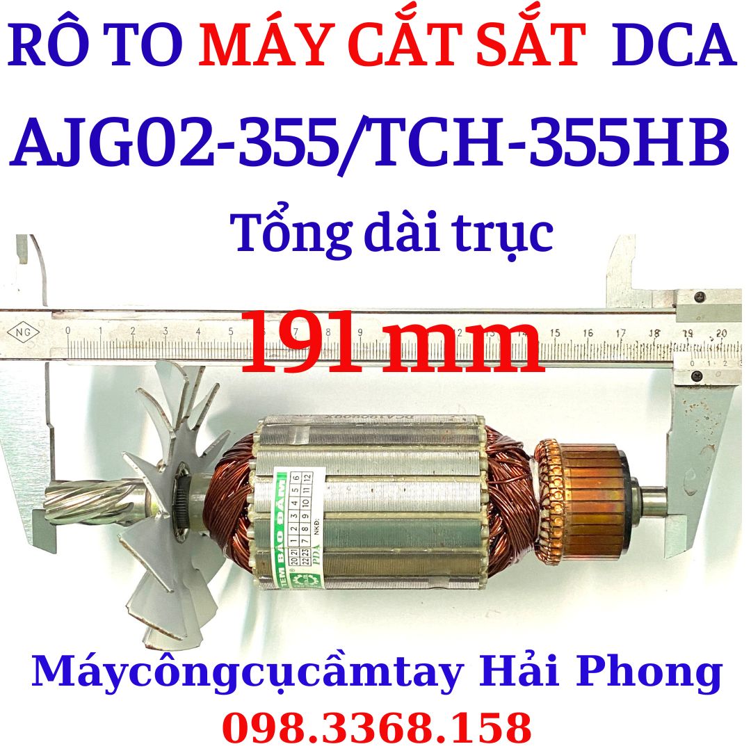 Rô to máy cắt sắt 'DCA' Mod. AJG02-355 / 'DongCheng&quot; Mod.DJG02-355 . Đầu trục 8 Răng dấu huyền