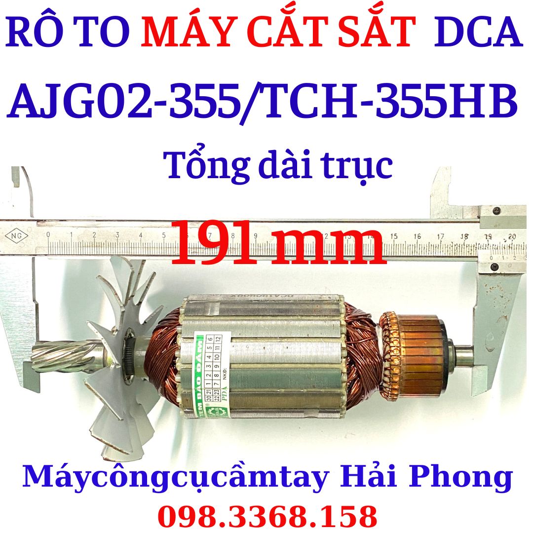 Rô to máy cắt sắt 'DCA' Mod. AJG02-355 / 'DongCheng" Mod.DJG02-355 . Đầu trục 8 Răng dấu huyền