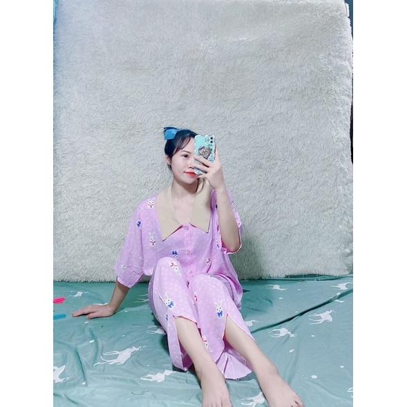 Bộ Pijama Cổ Nhọn Thỏ Trắng xinh xắn size dưới 60kg
