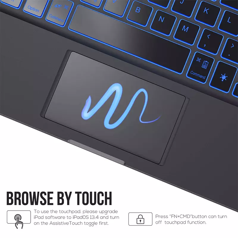 Case bao da bàn phím led không dây Bluetooth cho iPad 10.5 / iPad 10.2 inch trang bị touchPad kèm Trackpad xoay 360 độ  hiệu WIWU Waltz Rotating Keyboard (cảm ứng mượt mà, xoay và gập nhiều hướng, LED phím bấm) - hàng nhập khẩu