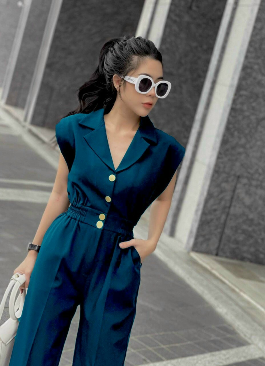 JUMPT CỔ VEST NÚT BỌC EO THUN THANH LỊCH