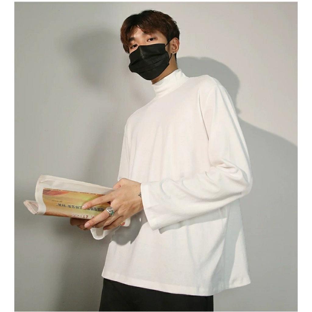 Áo thun nam tay dài cộ lọ áo thun nam form rộng tay lỡ , áo thun nam cổ lọ tay ngắn áo thun unisex unisex