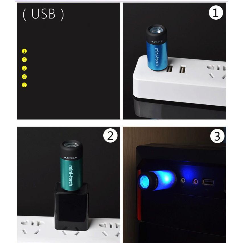 Đèn pin siêu mini kiêm móc khóa ( sạc cổng usb )