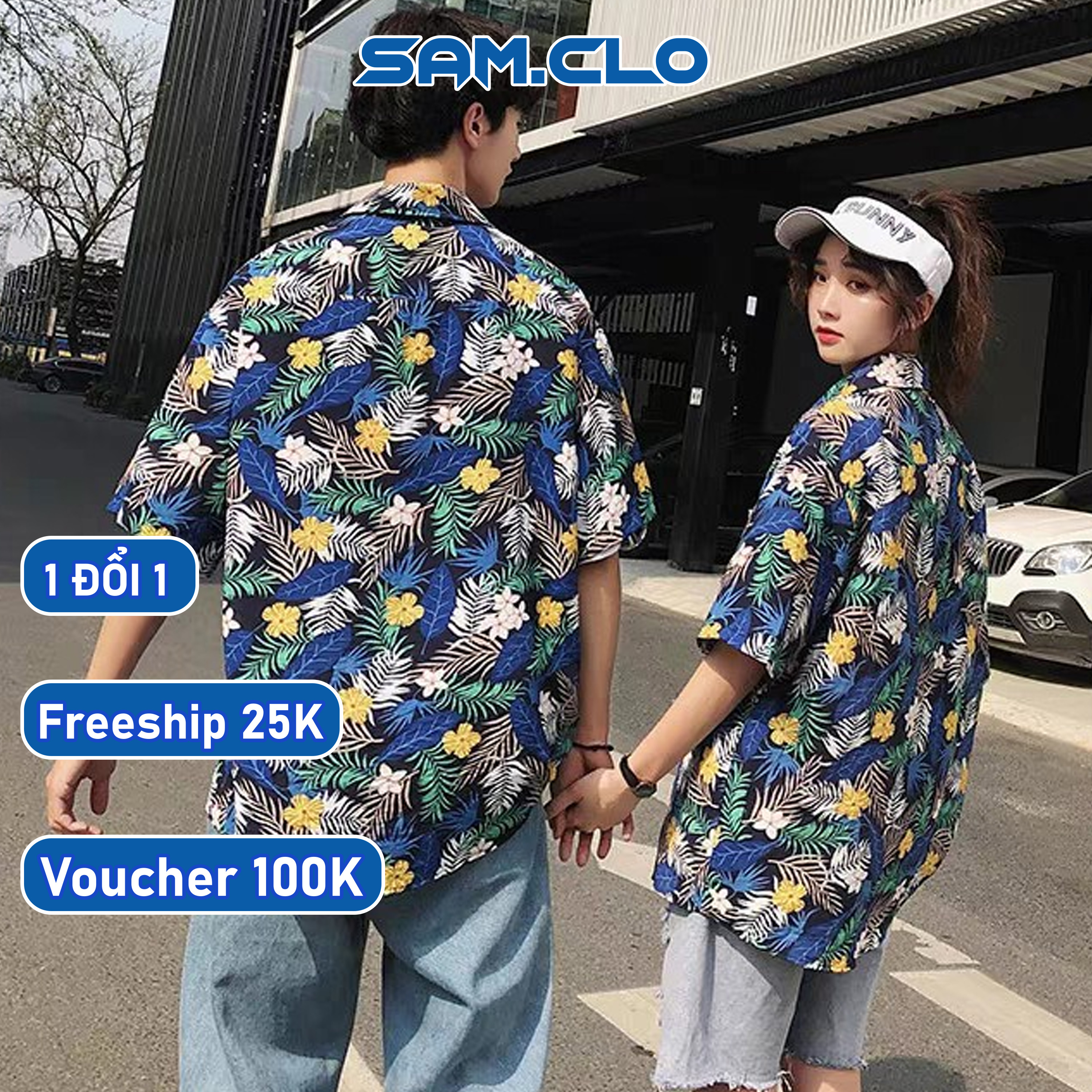 Áo SƠ MI NỮ SAM CLO form rộng in 3D cổ bẻ tay ngắn - lỡ dáng ulzzang freesize unisex mặc cặp, nhóm, hình CÂY HOA LÁ