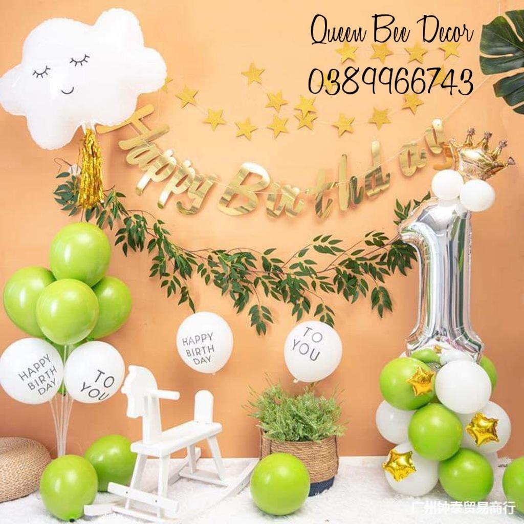 Bộ Bóng Bay Trang Trí Sinh Nhật Full Đồ Tông Hồng QB0901 Tặng Kèm Số Tuổi