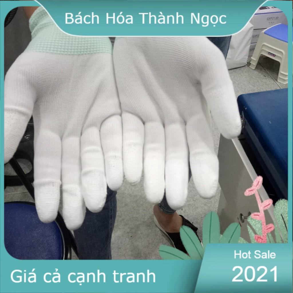 Combo 10 Găng tay phủ pu đầu ngón tay - Phủ PU trắng Hàng Việt Nam Có size