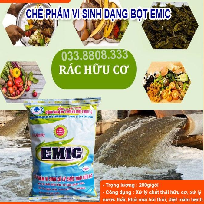 CHẾ PHẨM VI SINH EMIC Ủ PHÂN VÀ XỬ LÝ CHẤT THẢI HỮU CƠ(200G)