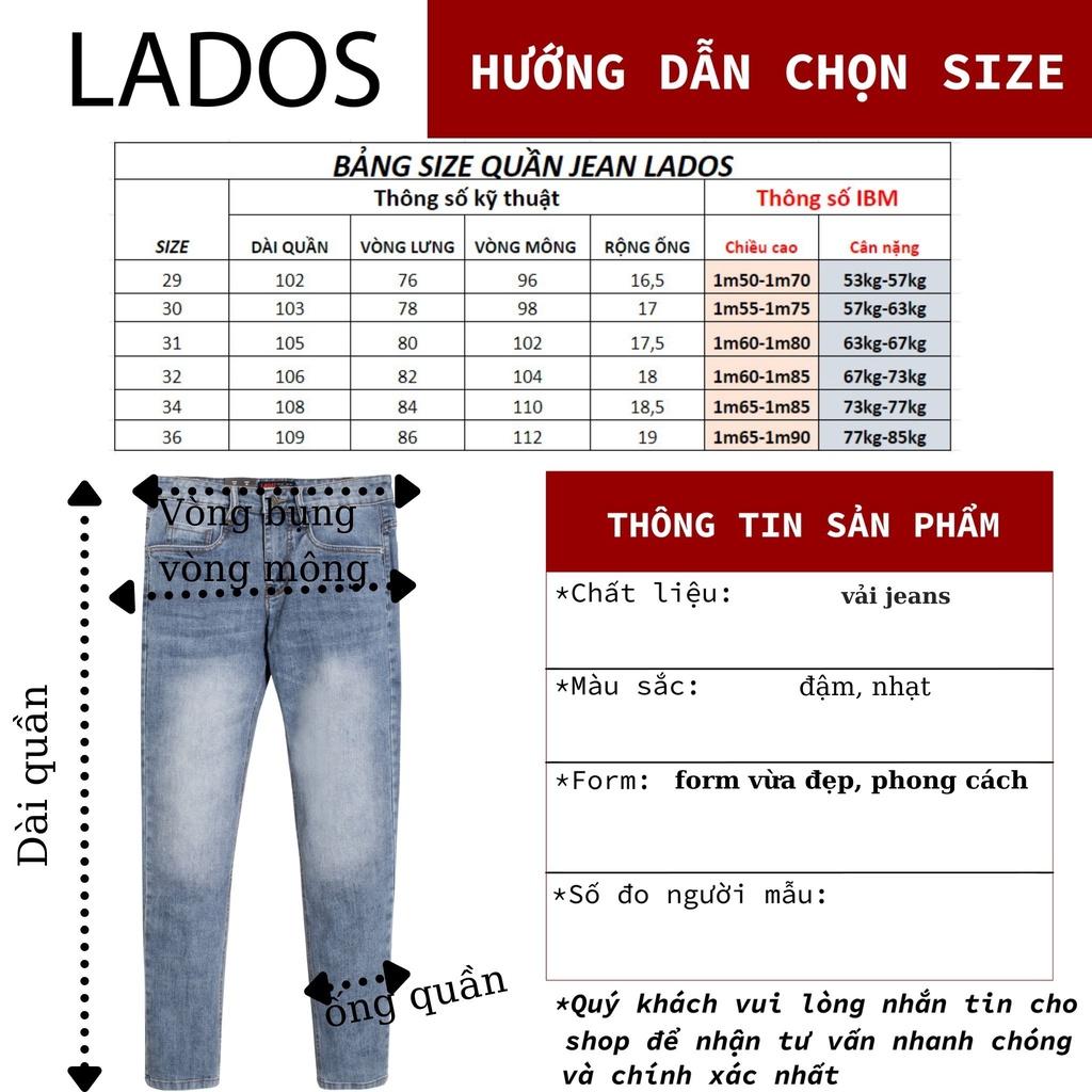 Quần Jeans nam trơn cao cấp form đứng LADOS-4084 co giãn, không ra màu, hàng chính hãng