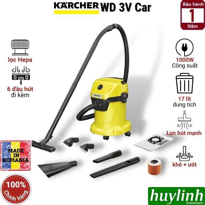 Máy hút bụi khô, ướt và thổi bụi Karcher WD3 V Car - 17 lít - Hàng chính hãng