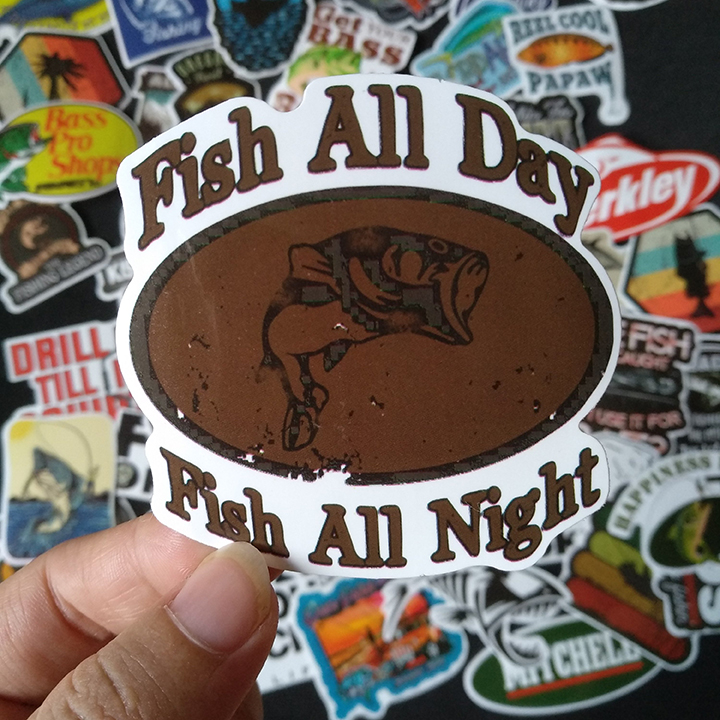 Bộ Sticker dán cao cấp chủ đề CÂU CÁ - FISHING - Dùng dán Xe, dán mũ bảo hiểm, dán Laptop