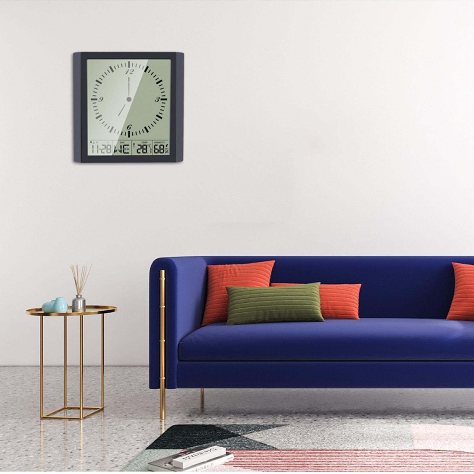 Đồng hồ treo tường đa chức năng báo thức, hiển thị nhiệt độ, độ ẩm