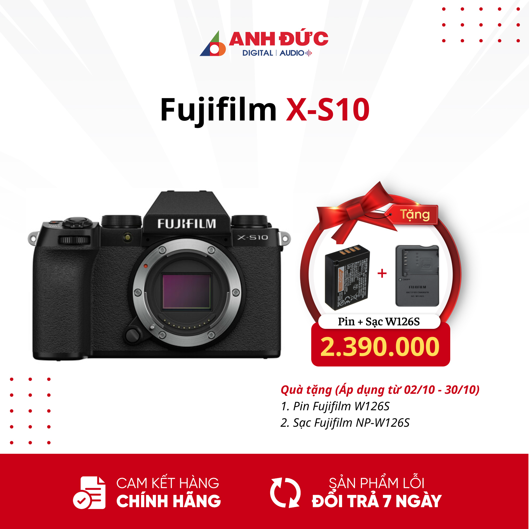 Máy Ảnh Fujifilm X-S10 Black- Hàng Chính Hãng