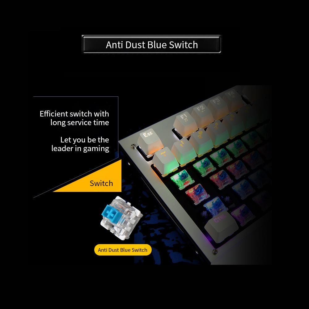 Bàn phím chơi game cơ có đèn nền Blue Switch 87 Phím đen