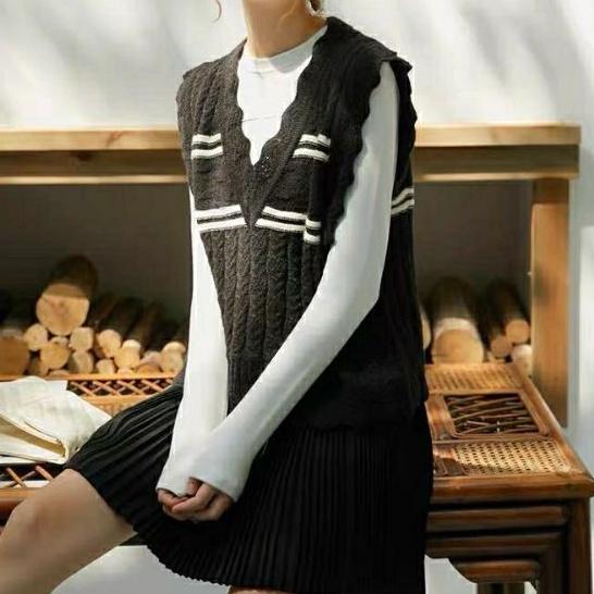 Áo len không tay dệt kim phong cách Hàn Quốc (kèm ảnh thật