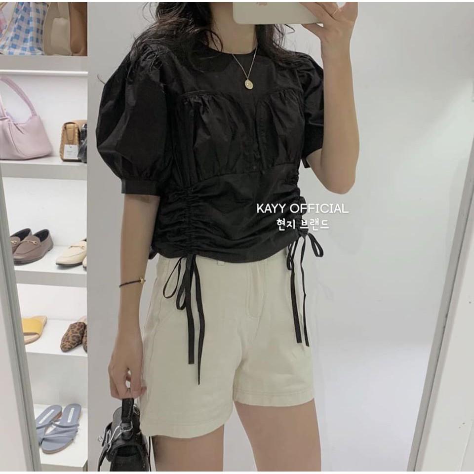 ÁO CROPTOP CHUN RÚT HAI BÊN HÔNG XINH XẮN GIÁ RẺ- MORA CROPTOP