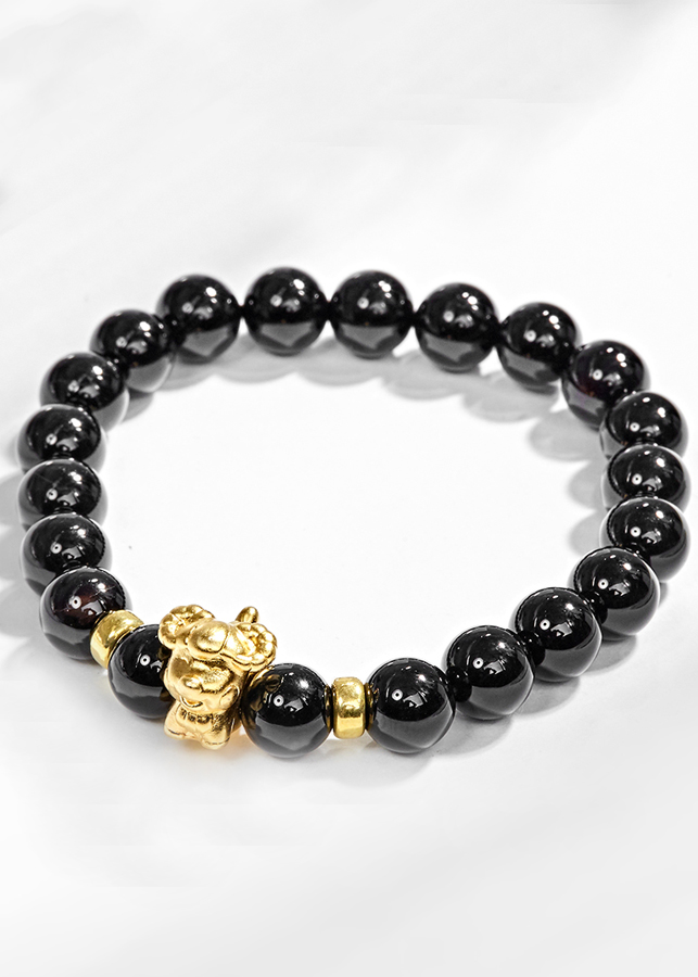 Vòng Tay Đá Thiên Thạch Charm Tuổi Mùi Bạc Mạ Vàng 24K Ngọc Quý Gemstones