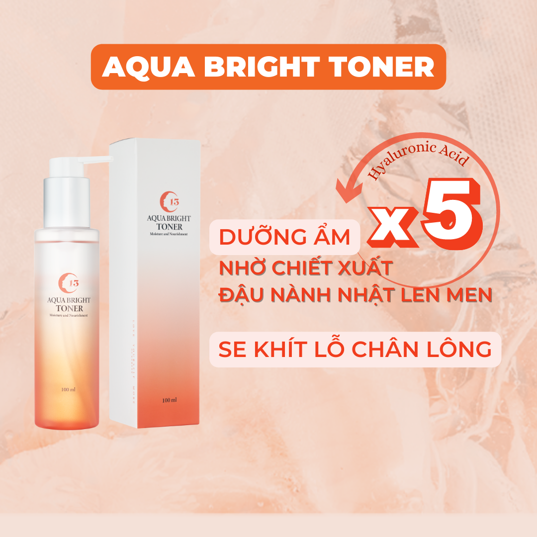 Nước Cân Bằng Se Khít Lỗ Chân Lông, Dưỡng Ẩm Từ Chiết Xuất Đậu Nành Nhật C13 Cosmetics Thu Trang Aqua Bright Toner 100ml