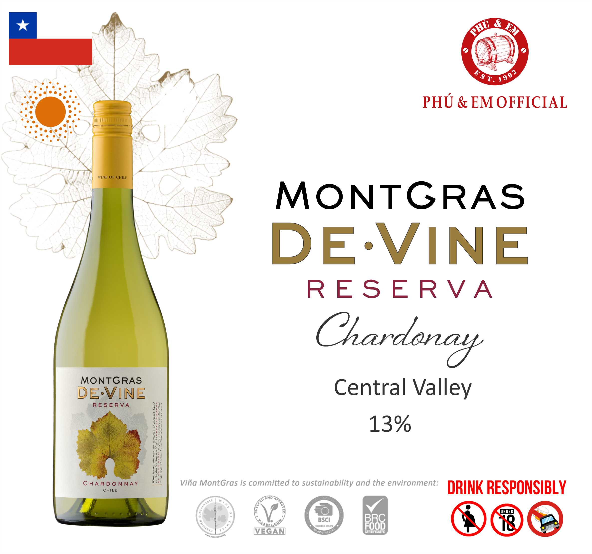 Rượu Vang Trắng Chile MontGras De Vine Reserva Chardonnay