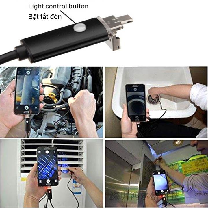 Camera nội soi 5.5mm đầu kết nối 3 trong 1, dài 1-2-5m tùy chọn (hỗ trợ điện thoại Android và máy tính)