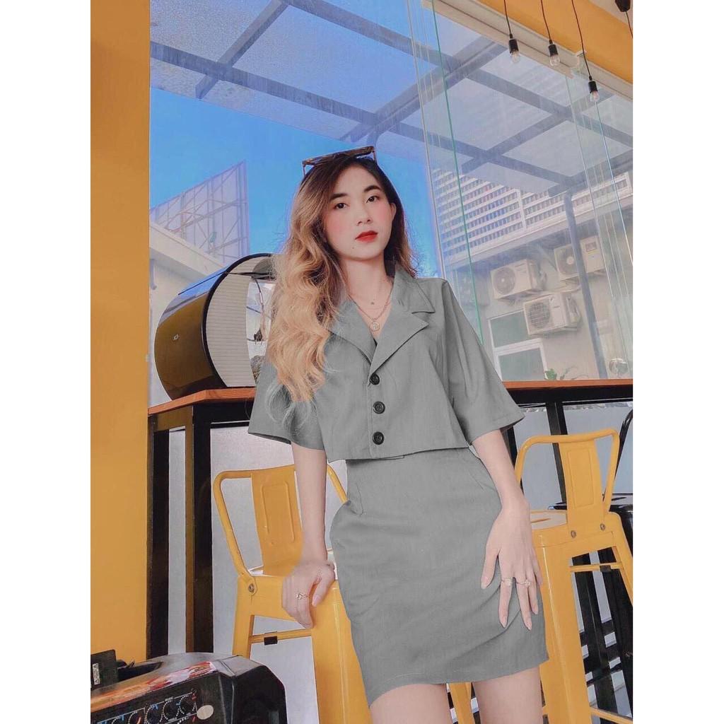 Sét Đồ Bộ Áo Vest &amp; Chân Váy ( Váy Có Túi