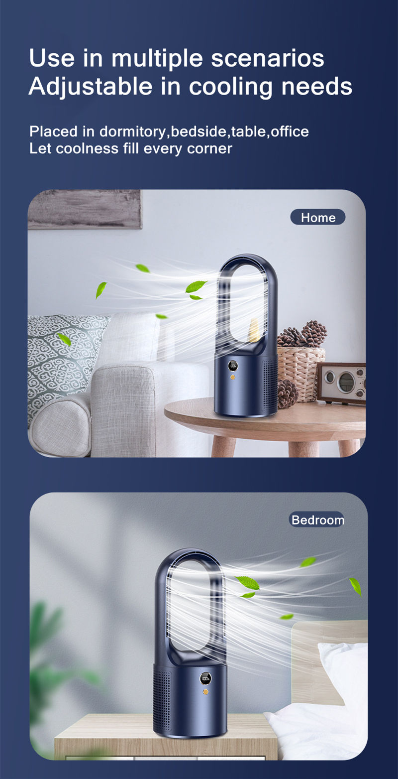 Quạt Không Cánh Mới Quạt Làm Mát Cánh Quạt Không Quạt Để Bàn Màn Hình LED Quạt Làm Mát Cho Văn Phòng Quạt Không Ồn Cầm Tay Sạc Type-C