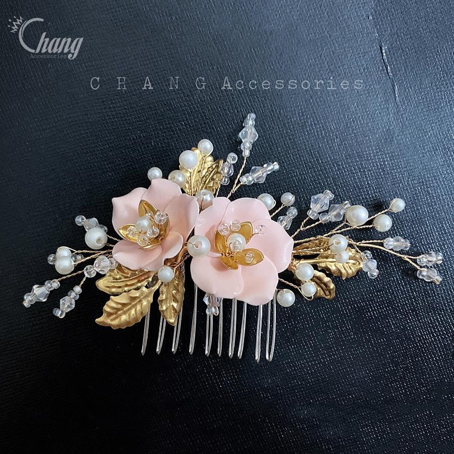 Lược Cài Tóc Màu Hồng Nude Thiết Kế Thủ Công Cao Cấp LCT1