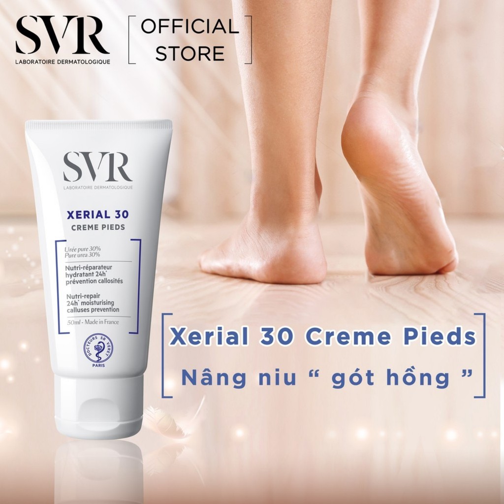 Kem Dưỡng Bàn Chân Cho Da Rất Khô, Thô Sần, Nứt Nẻ SVR Xerial 30 Creme Pieds 50ml + Tặng 1 băng Đô Tai Mèo Xinh Xắn( Màu Ngẫu Nhiên)