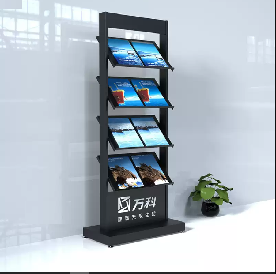 Giá kệ để catalo, brochure, tờ rơi quảng cáo  4 tầng bằng sắt khổ A3