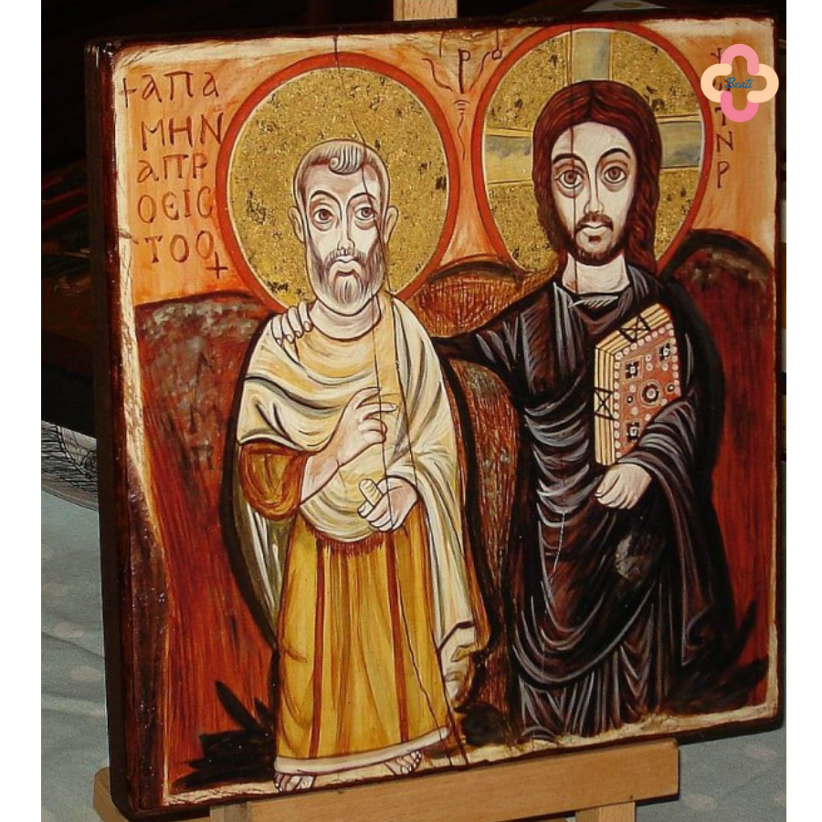 Icon Chúa Ba Ngôi Beati - Tranh Gỗ Thủ Công Màu Rustic / Icon of the Holy Trinity by Andrei Rublev.