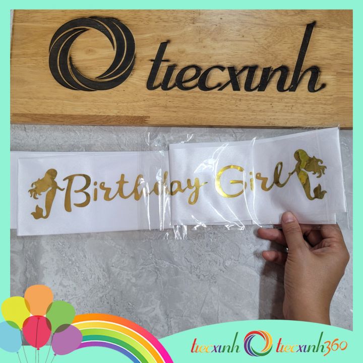 Băng đeo chéo sinh nhật tiệc xinh Birthday Girl tiên cá