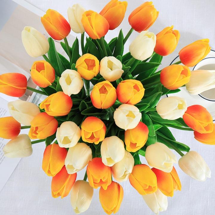 Hoa Giả - Combo 5 cành Hoa Tulip nhiều màu sắc 33cm trang trí nhà cửa, phụ kiện decor