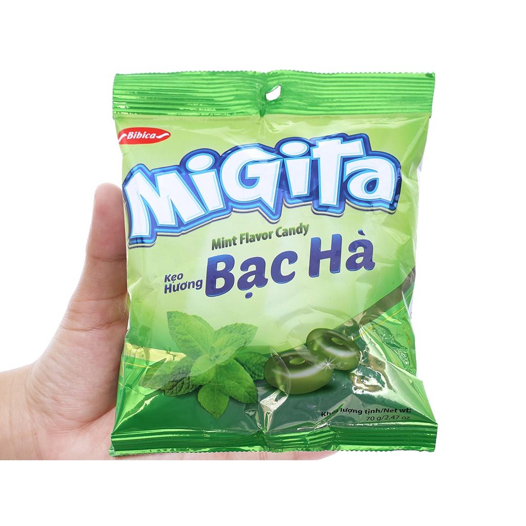 Kẹo Migita hương bạc hà gói 70g Bibica