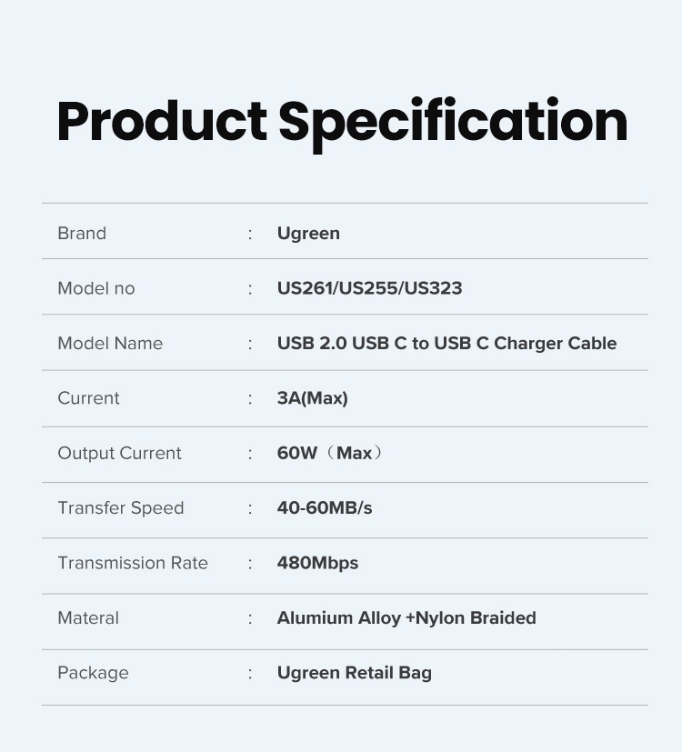 Cáp sạc UGREEN USB C bẻ góc 90 độ hỗ trợ sạc nhanh 20855, 20856, 20857,70875,hàng chính hãng