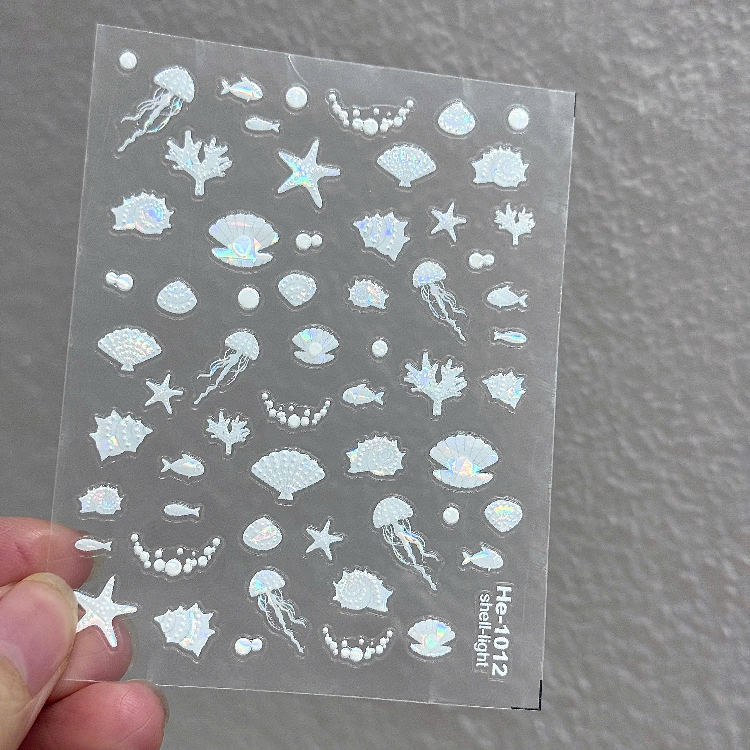 Sticker 5D Biển Cả Hình Sao Sò Ốc Biển Cá Heo Nhiều Màu Pastel Làm Nail Du Lịch Mùa Hè, Hình Dán Móng Ngọc Trai BLUE SEA Sứa Biển Nổi Mix Kiểu