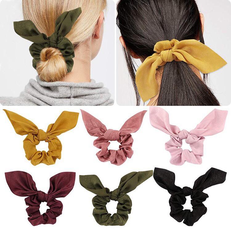 Mới về Cột tóc satin Nơ Ngắn thắt nút phong cách Hàn Quốc Tatitava