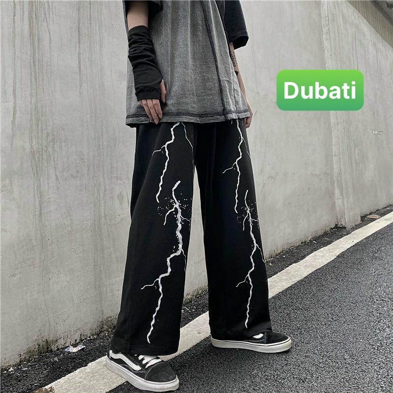 QUẦN JOGGER NAM NỮ UNISEX CHẤT NỈ DÀY DA CÁ ỐNG SUÔNG RỘNG TIA SÉT PHONG CÁCH SÀNH ĐIỆU -DUBATI