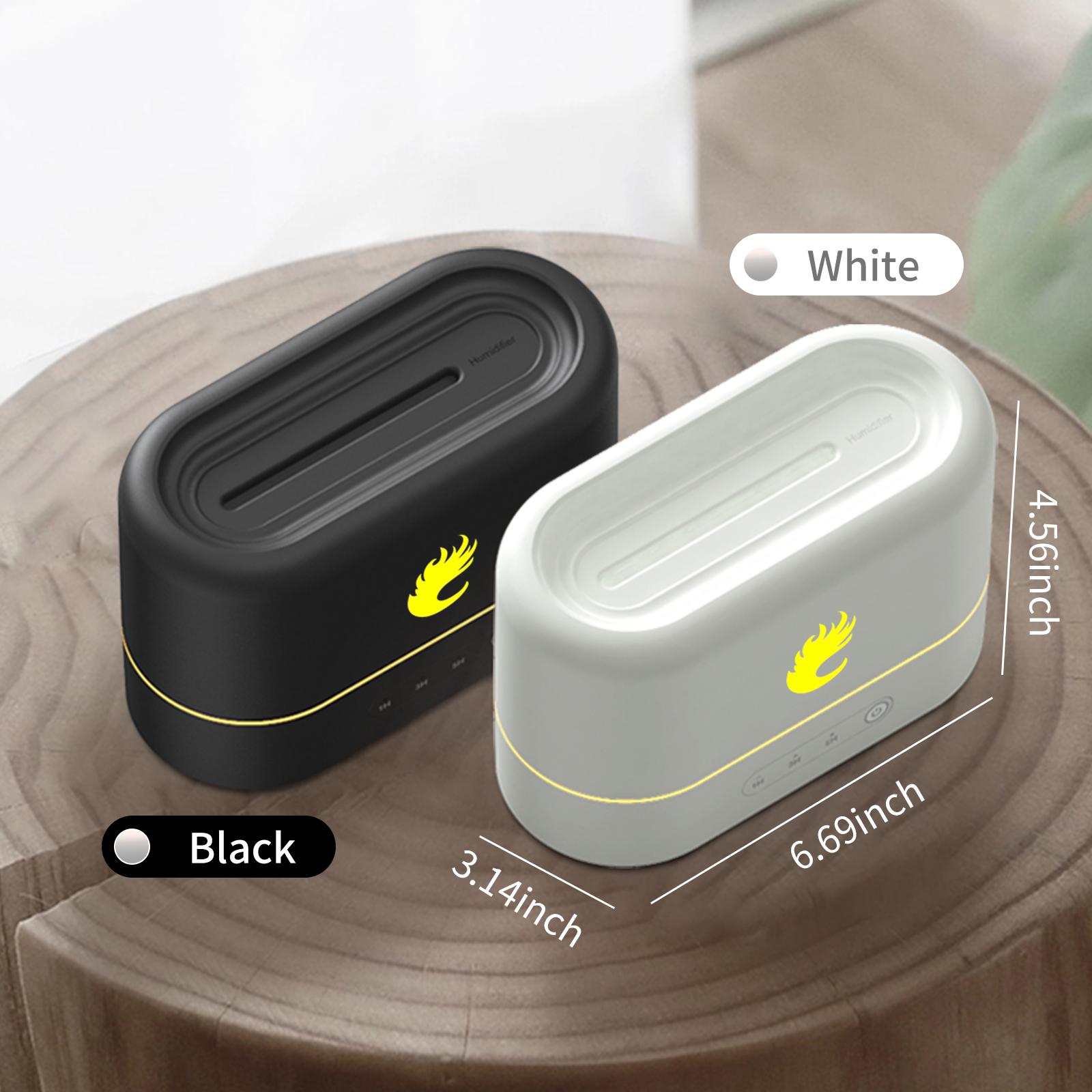 Máy phun tinh dầu mô phỏng ngọn lửa cung cấp độ ẩm, 2 mức sáng ánh sáng yên tĩnh làm mát phun nước sạc usb làm ẩm không khí
