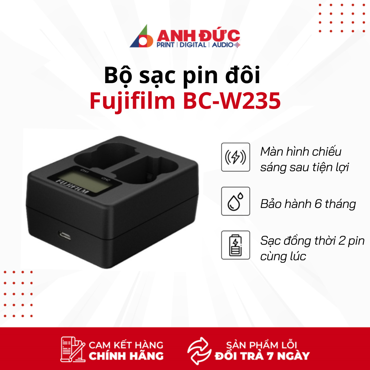 Bộ sạc pin đôi Fujifilm BC-W235 - Hàng chính hãng