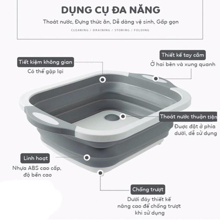 Thớt kiêm Chậu gấp gọn đa năng tiện dụng 3 in 1