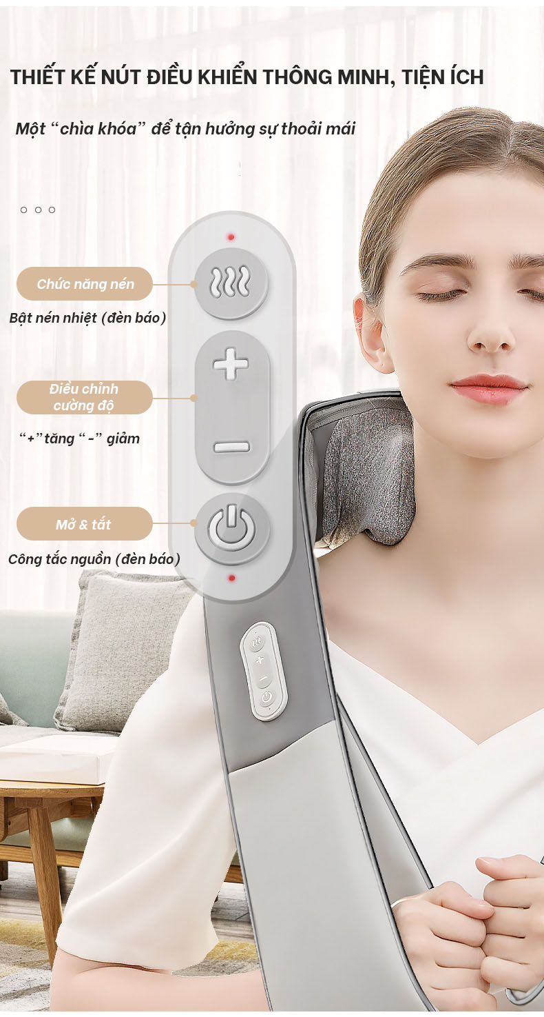 Đai Massage Thư Giãn Đa Năng Cổ Vai Gáy, Có Chức Năng Chườm Nóng, Xoa Bóp Giúp Tăng Cường Lưu Thông Máu, Giảm Đau Nhức