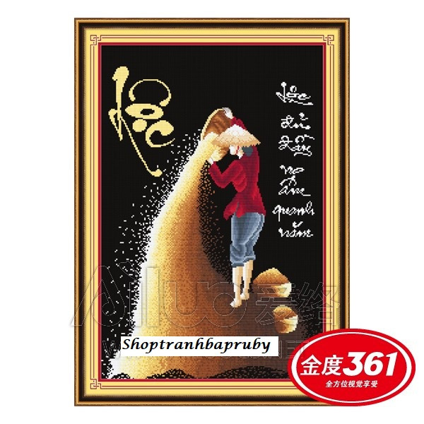 Tranh thêu Lộc Lúa 53195 kích thước 40 x 60 cm - chưa thêu