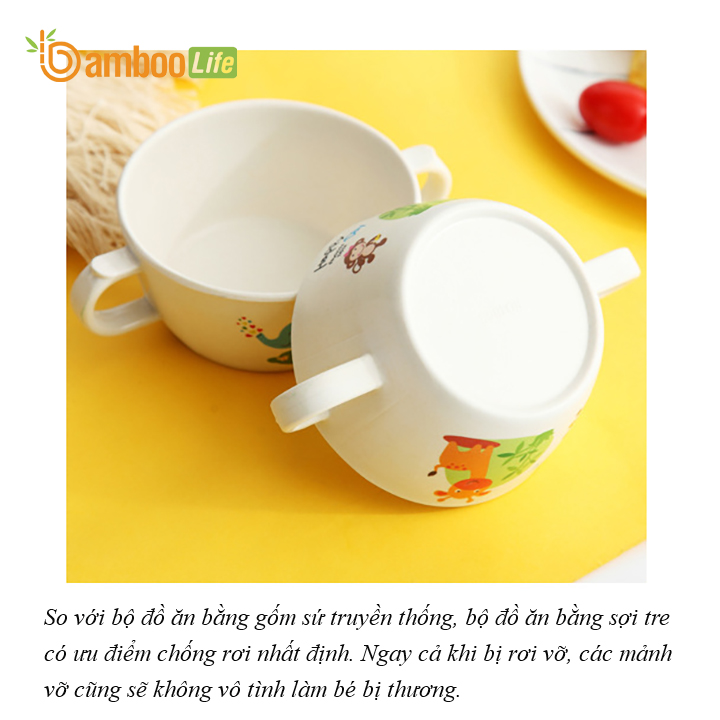 Chén bát ăn cho bé Chén bát ăn dặm từ sợi tre Bamboo Life cho bé BL1809 hàng chính hãng Dụng cụ ăn dặm Đồ dùng ăn dặm cho bé