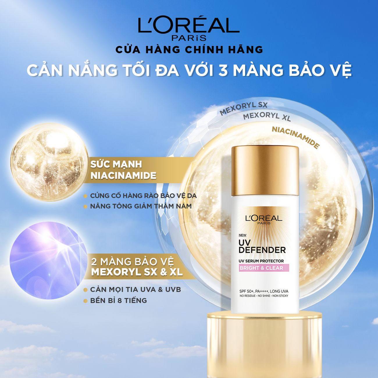 Kem chống nắng mịn nhẹ bảo vệ da chống lão hóa L’Oreal Paris UV Defender 50ml​