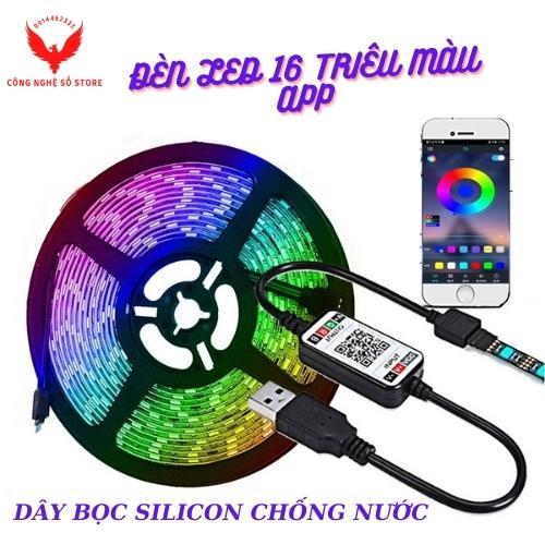 Đèn led tikotk,16 triệu màu, nhấp nháy theo nhạc, dây bọc silicon chống nước, điều khiển bằng app, decor trang trí