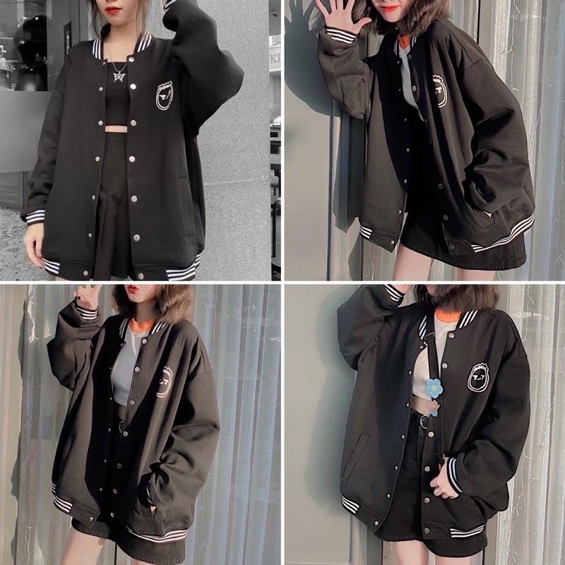 Áo Khoác BOMBER FACE tay dài form rộng chất xịn mịn UNISEX