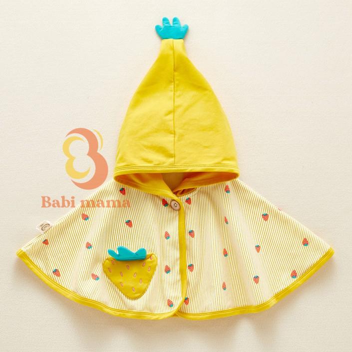 Áo Choàng Cánh Dơi Màu Vàng Cotton Hoạ Tiết Ngộ Nghĩnh Cho Bé Yêu Babi mama - A18