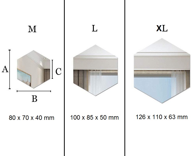 Set 12 tấm Gương dán tường hình lục giác trang trí nhà cửa sáng tạo