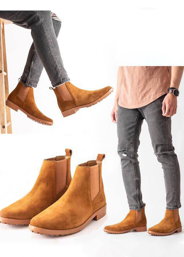 Giày Boot Nam Cao Cổ Da Lộn Cao Cấp Nhận Khẩu Châu Âu Chelsea Boots Routine